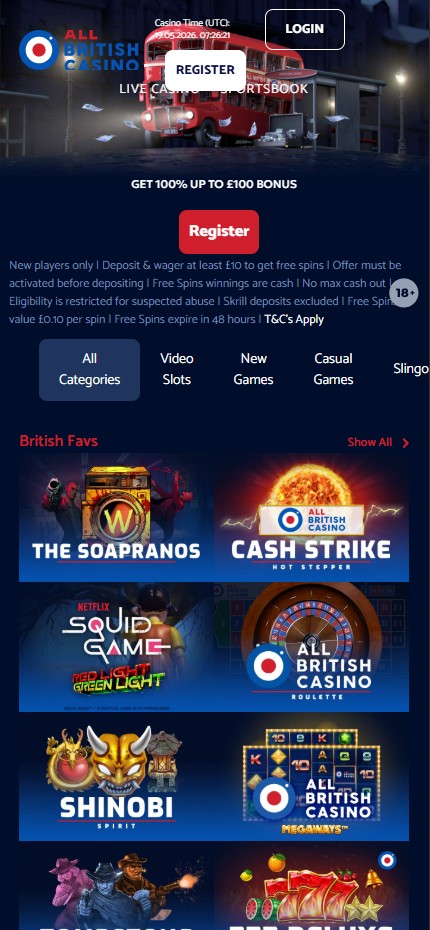 All British Casino mobile home