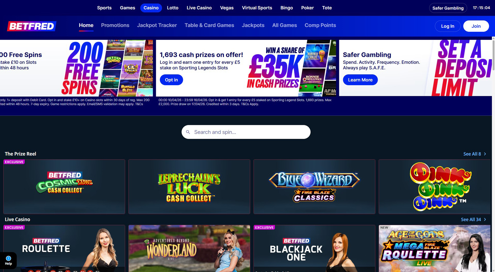 7. Betfred Casino - Balanced Euteller Casino Offer